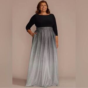 OLEG CASSINI  Plus Size Ombre Sparkle Metallic Ball Gown Size 14W